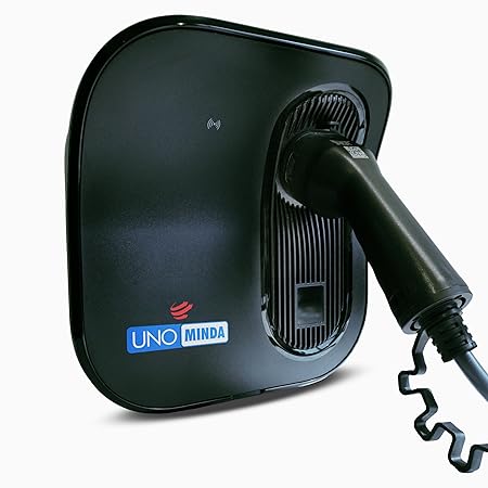 Uno Minda Battery Charger for EV Car,7.4KW, 32A Adjustable Current, 230 Vac I/O Voltage, 3 Charging Modes, OCPP 1.6, Wi-Fi/Bluetooth 5.0, 5-7hrs Fast Charging, IP65 & IK10 Protection, Wall/Pole Mount
