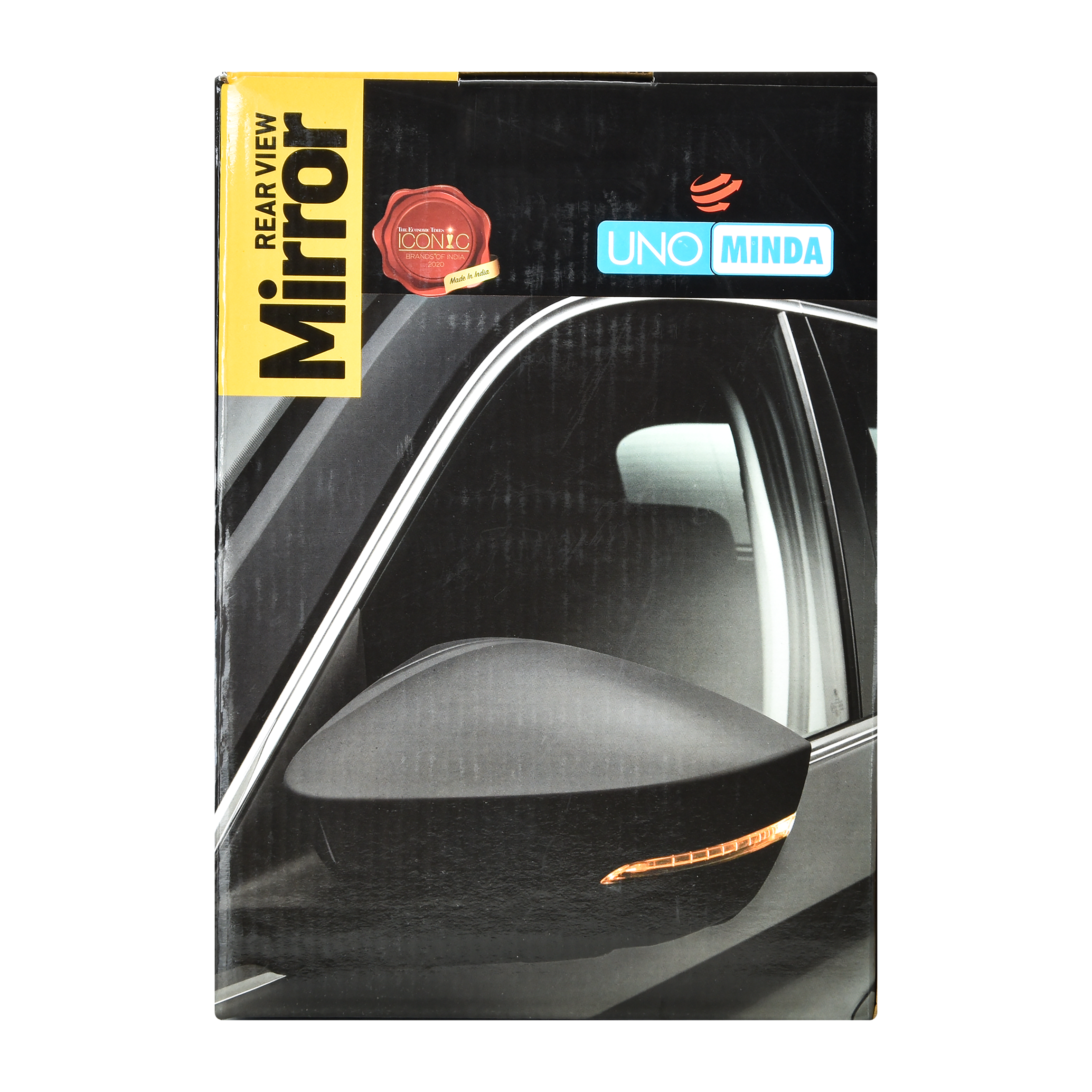 Uno Minda RV-14001R Shatterproof Glass Rear View Mirror (Black)- Right Hand Side for Ashok Leyland Dost