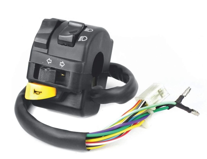 Uno Minda SW-0657N HANDLE BAR SWITCH- LEFT SIDE (WITH WIRE 2 COUPLER, 2 BULLET) - KICK START For-TVS-CENTRA 