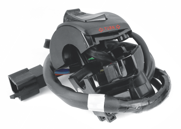 Uno Minda SW-0659C HANDLE BAR SWITCH- LEFT SIDE (KICK SELF START)- 9 PIN MALE BLACK, 2 FLAT BULLETS, 2 SHORT WIRES For-HERO-CBZ - DISC/ DRUM 
