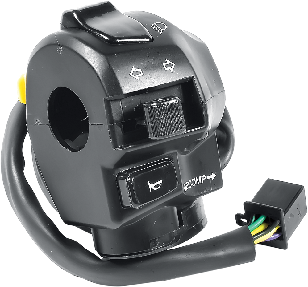 Uno Minda SW-0665AJ-E01 HANDLE BAR SWITCH- LEFT SIDE - WITH DIPPER, PASSING, HORN, INDICATOR & HORIZONTAL DECOMPRESSION CHOKE  - 9 PIN BLACK FEMALE COUPLER For-ROYAL ENFIELD-BULLET ELECTRA (2008 MODEL) 