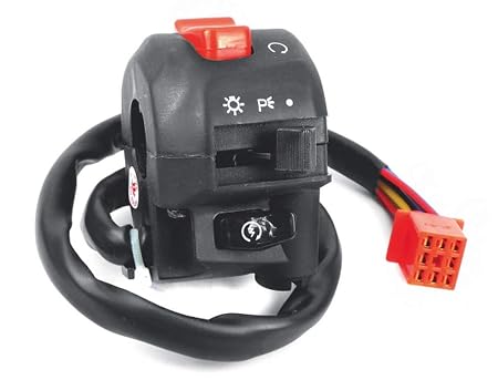 Uno Minda SW-0666C-E01 HANDLE BAR SWITCH- RIGHT SIDE (SELF START) - WITH LIGHT & ENGINE KILL SWITCH - 8 PIN RED FEMALE COUPLER For-ROYAL ENFIELD-BULLET STD. 350/ ELECTRA 350 / CLASSIC 350 & 500 (DISC) 