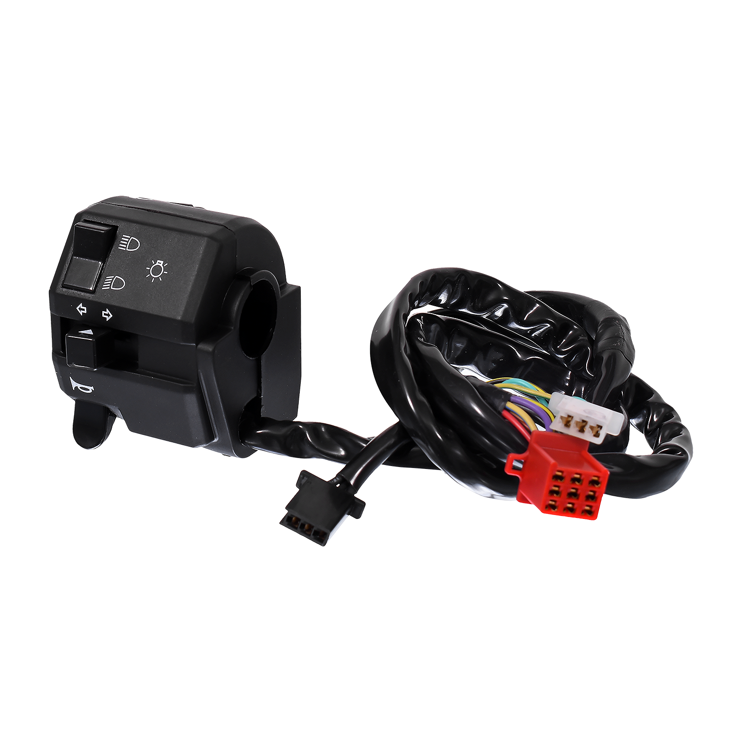 Uno Minda SW-0671Q-M01 HANDLE BAR SWITCH- LEFT SIDE (SELF START) - 9 PIN RED FEMALE, 3 PIN WHITE FEMALE COUPLER & 3 PIN BLACK FEMALE COUPLER For-BAJAJ-AVENGER 150 STREET 