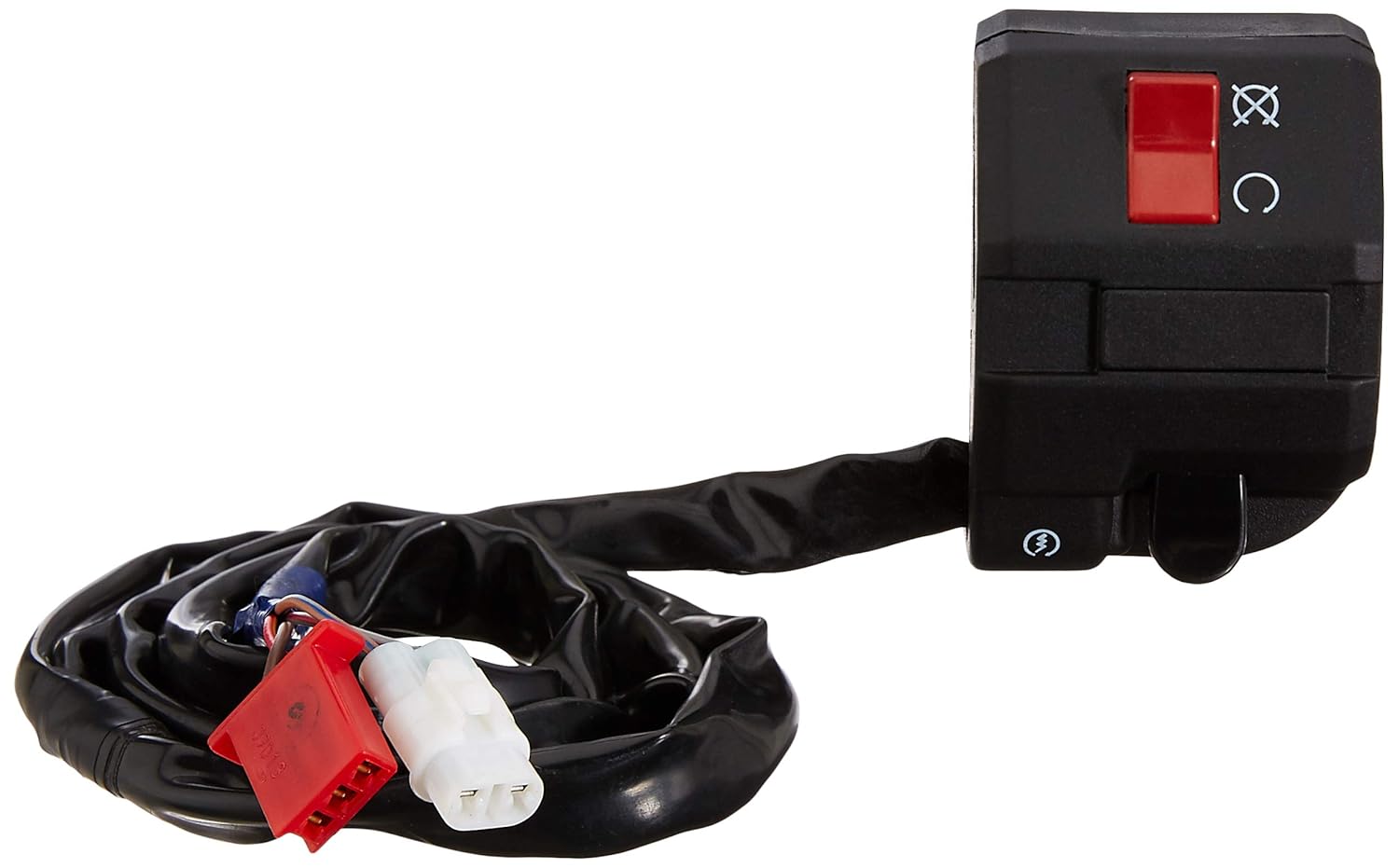 Uno Minda SW-0672BK-M01 HANDLE BAR SWITCH- RIGHT SIDE (SELF START) -  AHO - 3 PIN RED COUPLER, 2 PIN WHITE COUPLER, 2 SHORT WIRES For-BAJAJ-AVENGER 150 STREET 