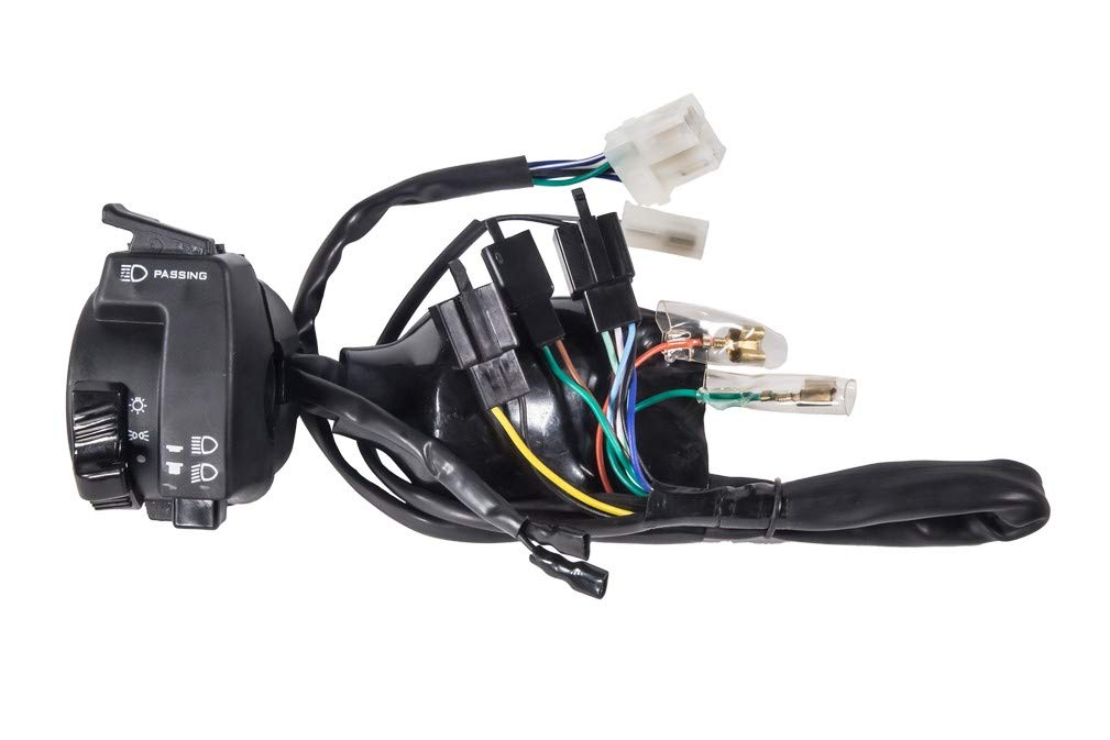 Uno Minda SW-0685BR HANDLE BAR SWITCH- LEFT SIDE - SELF START - 5 PIN FEMALE WHITE & 2 PIN FEMALE L COUPLER, 9 PIN, 2 PIN & 2 PIN BLACK MALE COUPLERS, 2 FLAT CLAMPS, 2 SHORT WIRES For-HONDA-LIVO 