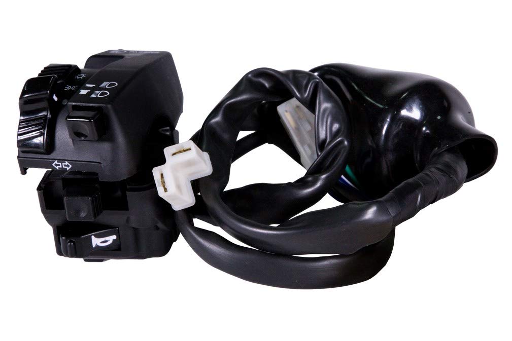 Uno Minda SW-0685BT HANDLE BAR SWITCH- LEFT SIDE (KICK START) - 5 PIN FEMALE WHITE COUPLER, 2 PIN L CLAMP FEMALE WHITE COUPLER, 9 & 2 PIN MALE BLACK COUPLERS, 1 ROUND BULLET) For-HONDA-DREAM NIO (2012 onwards) 