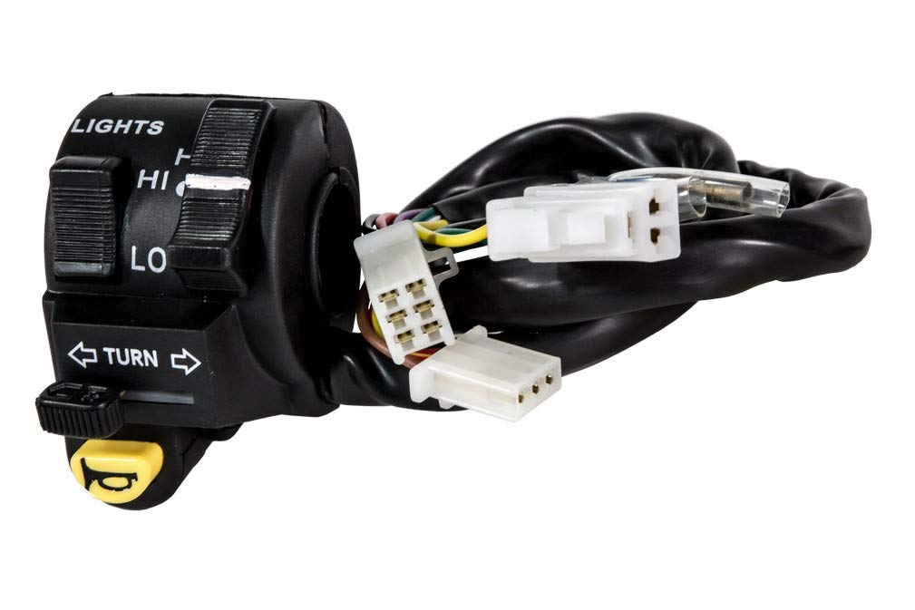 Uno Minda SW-0722B HANDLE BAR SWITCH- RIGHT SIDE (NEW PLASTIC BODY) (3 WHITE FEMALE TERMINALS (3, 6 & 6 PINS) & 2 ROUND WIRES) For-YAMAHA-RAJDOOT ECO 