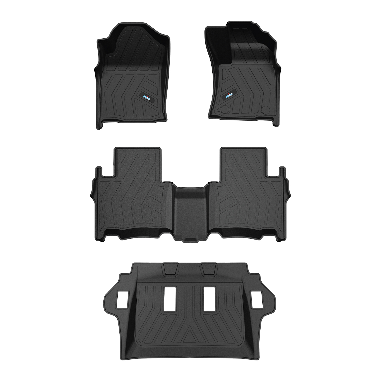 Uno Minda Lifetime 5D Car Mats 4 Piece (3 Row Without Boot) For Toyota Fortuner/ Crysta 2nd Gen May 2016 - Onwards  | Anti Slip | All Weather Mats | 100% Waterproof & Washable | Custom Fit UNO-MATS-FO/CR-16-MT-WBT