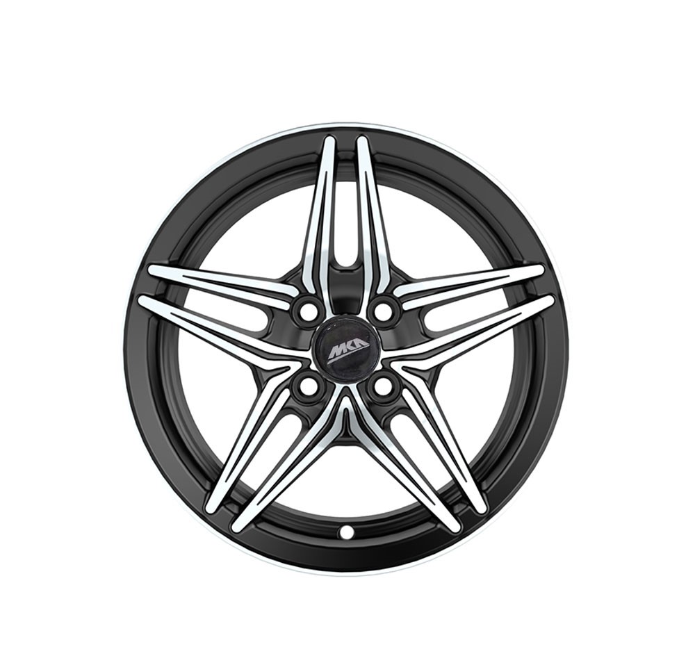 Uno Minda W1D041-000M00 Wave Alloy Wheel 15 Inch, Diamond Cut, Black Machined, 4 Holes