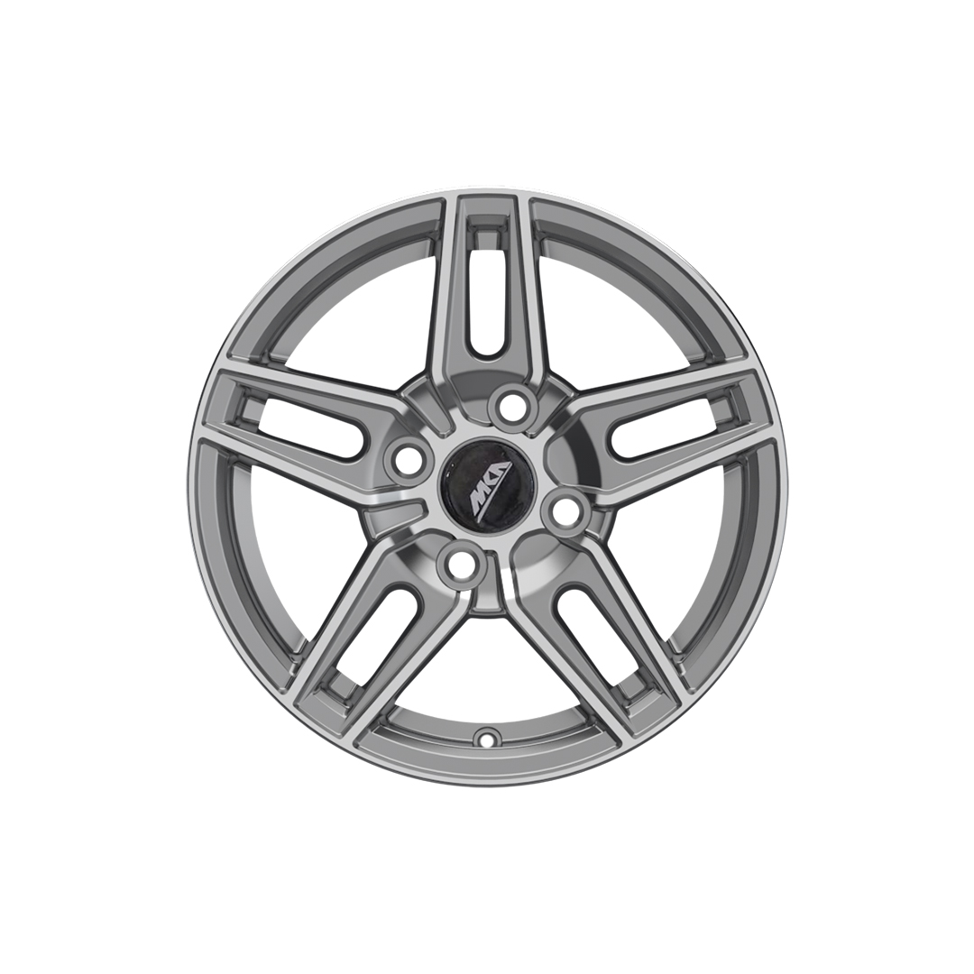 Uno Minda W1D093-000M00 Smart Alloy Wheel 13 Inch, Diamond Cut, Gun Metal Machined, 4 Holes