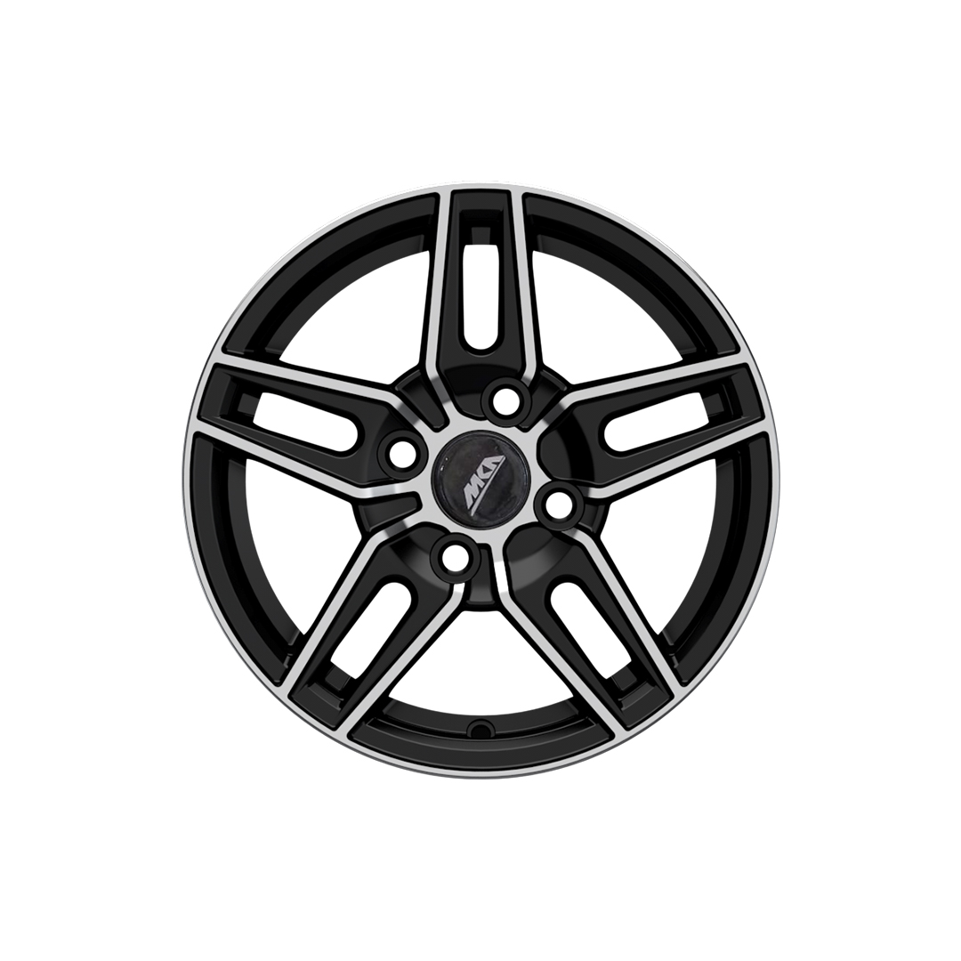 Uno Minda W1D094-000M00 Smart Alloy Wheel 13 Inch, Diamond Cut, Black Machined, 4 Holes