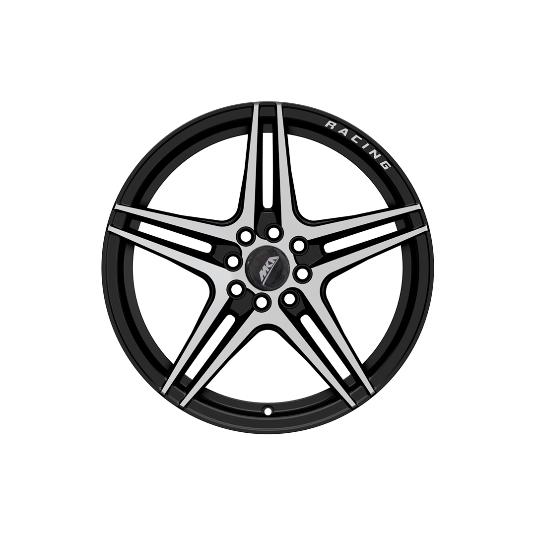 Uno Minda W1D106-000M00 Sharp Alloy Wheel 17 Inch, Diamond Cut, Black Machined, 8 Holes