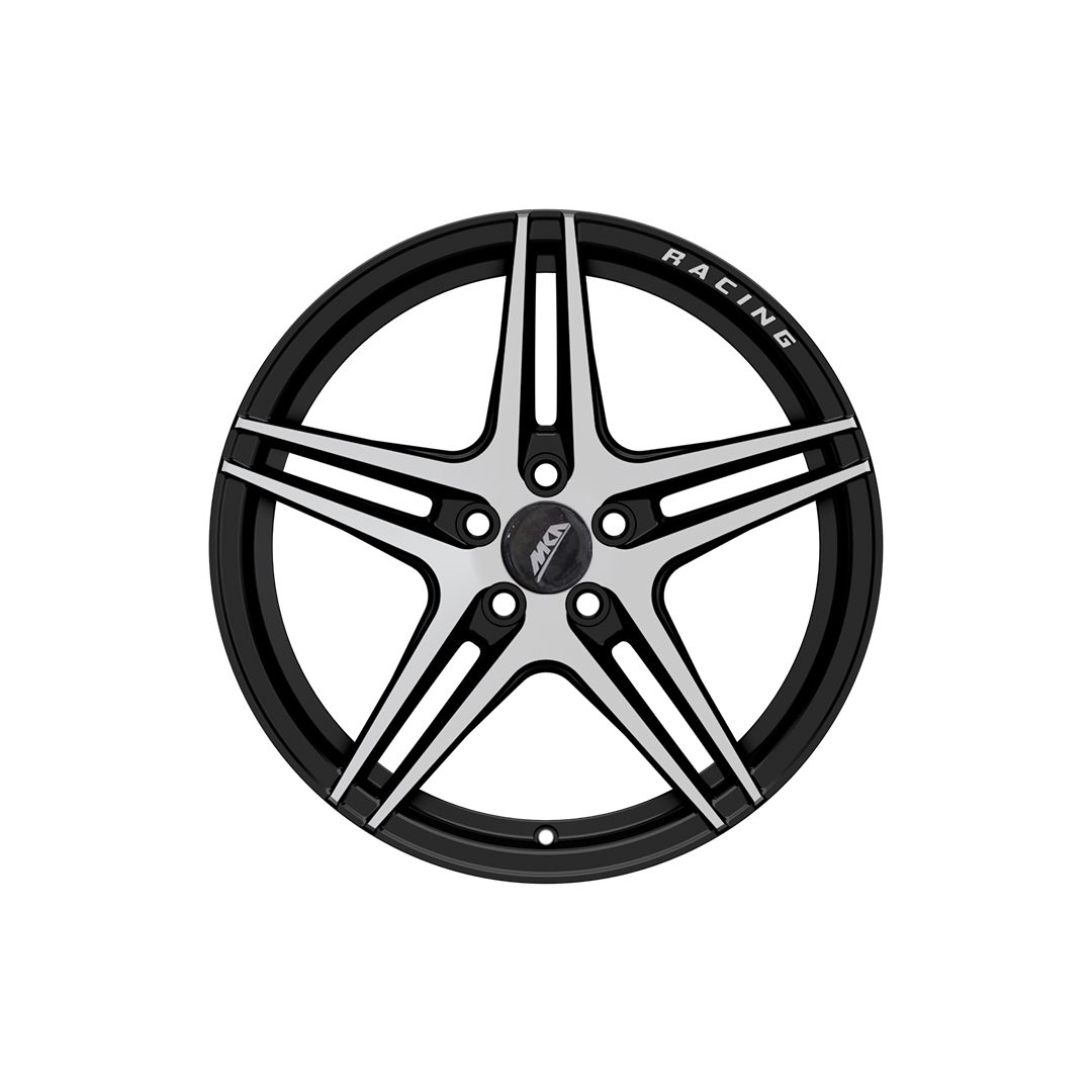 Uno Minda W1D109-000M00 Sharp Alloy Wheel 17 Inch, Diamond Cut, Black Machined, 5 Holes