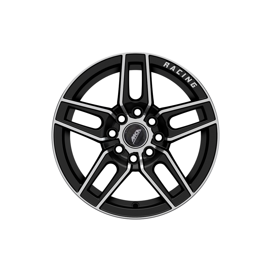 Uno Minda W1D115-000M00 Smart Alloy Wheel 14 Inch, Diamond Cut, Black Machined, 8 Holes