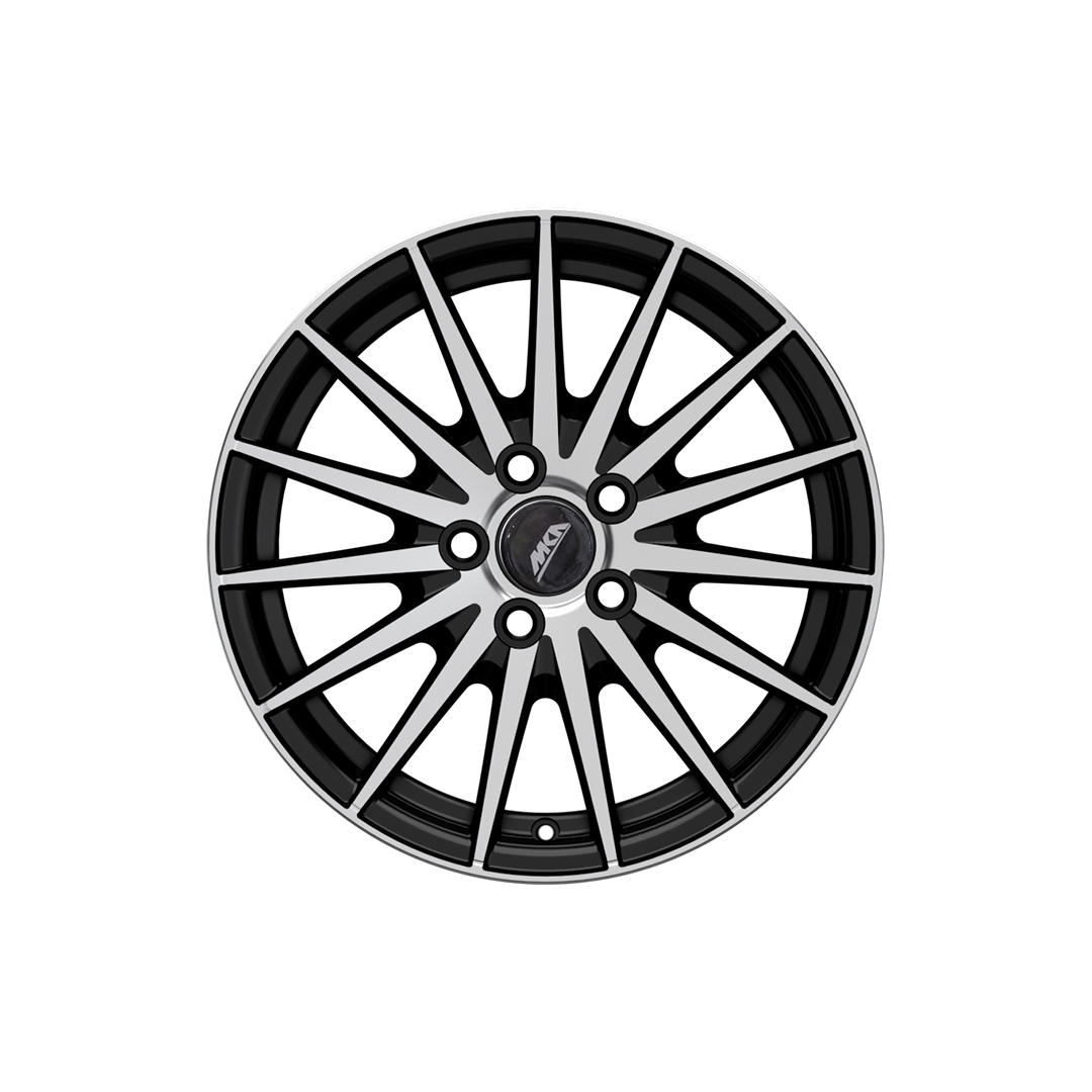 Uno Minda W1D144-000M00 Wonder Alloy Wheel 15 Inch, Diamond Cut, Black Machined, 5 Holes