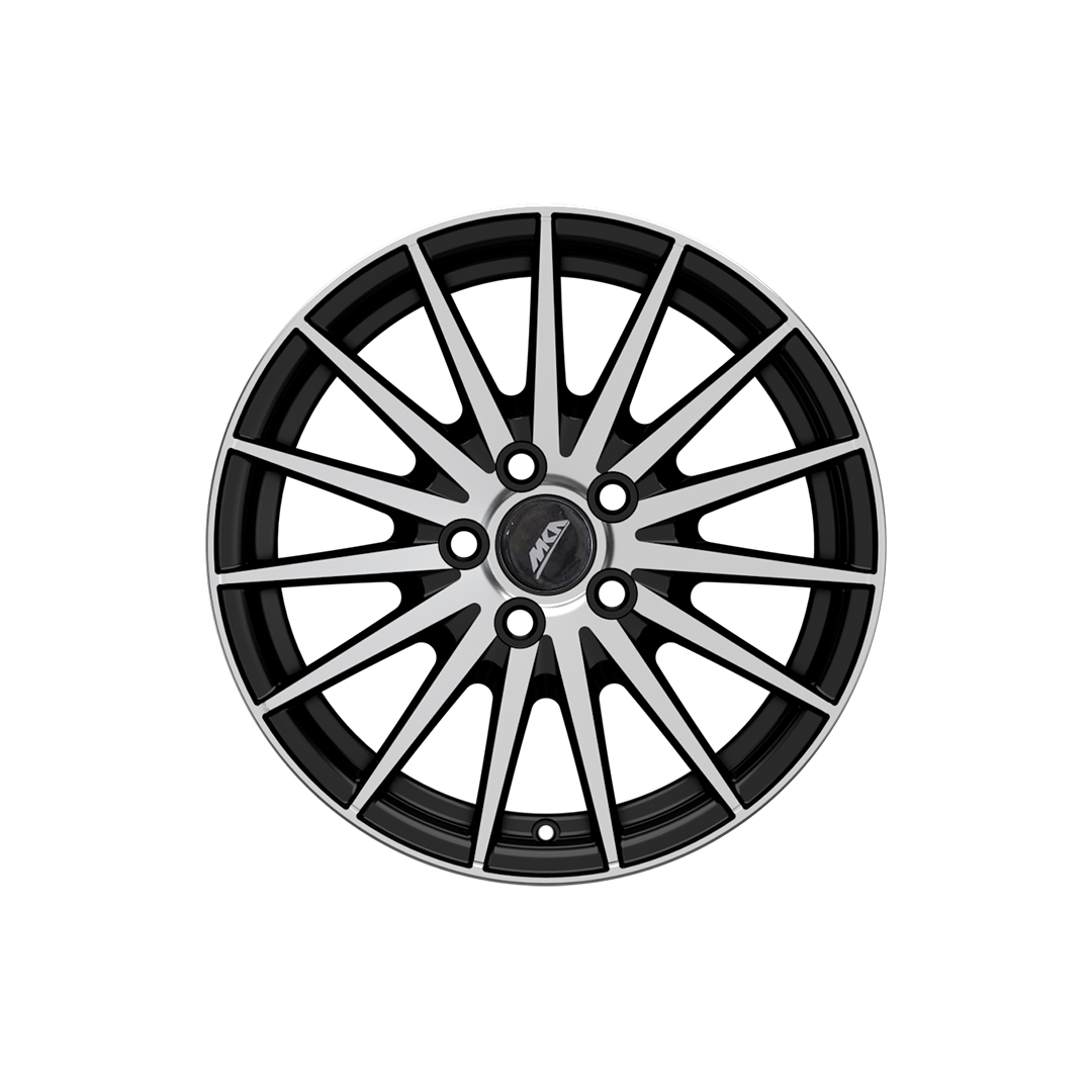 Uno Minda W1D147-000M00 Wonder Alloy Wheel 15 Inch, Diamond Cut, Black Machined, 5 Holes