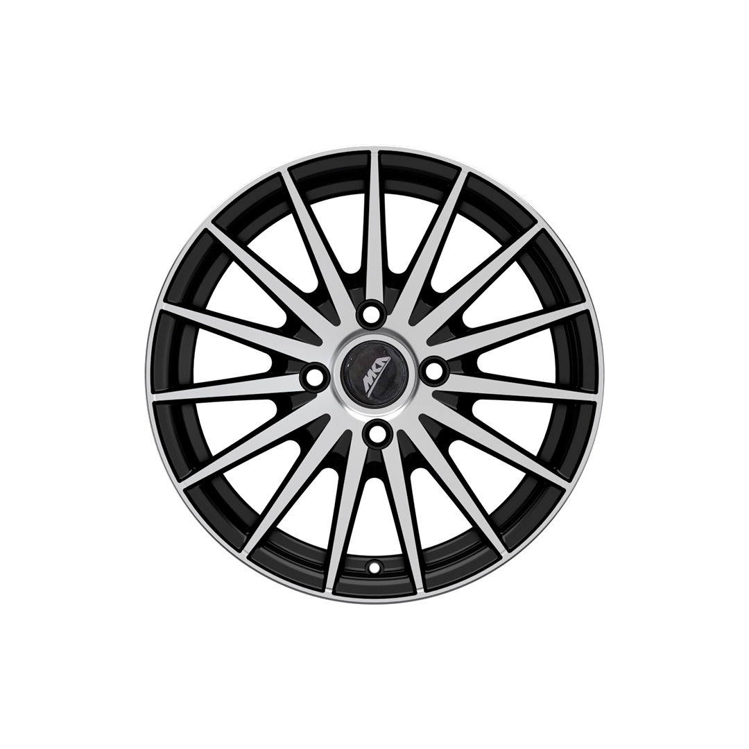 Uno Minda W1D150-000M00 Wonder Alloy Wheel 15 Inch, Diamond Cut, Black Machined, 4 Holes