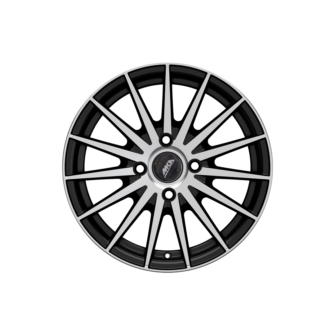 Uno Minda W1D153-000M00 Wonder Alloy Wheel 15 Inch, Diamond Cut, Black Machined, 4 Holes