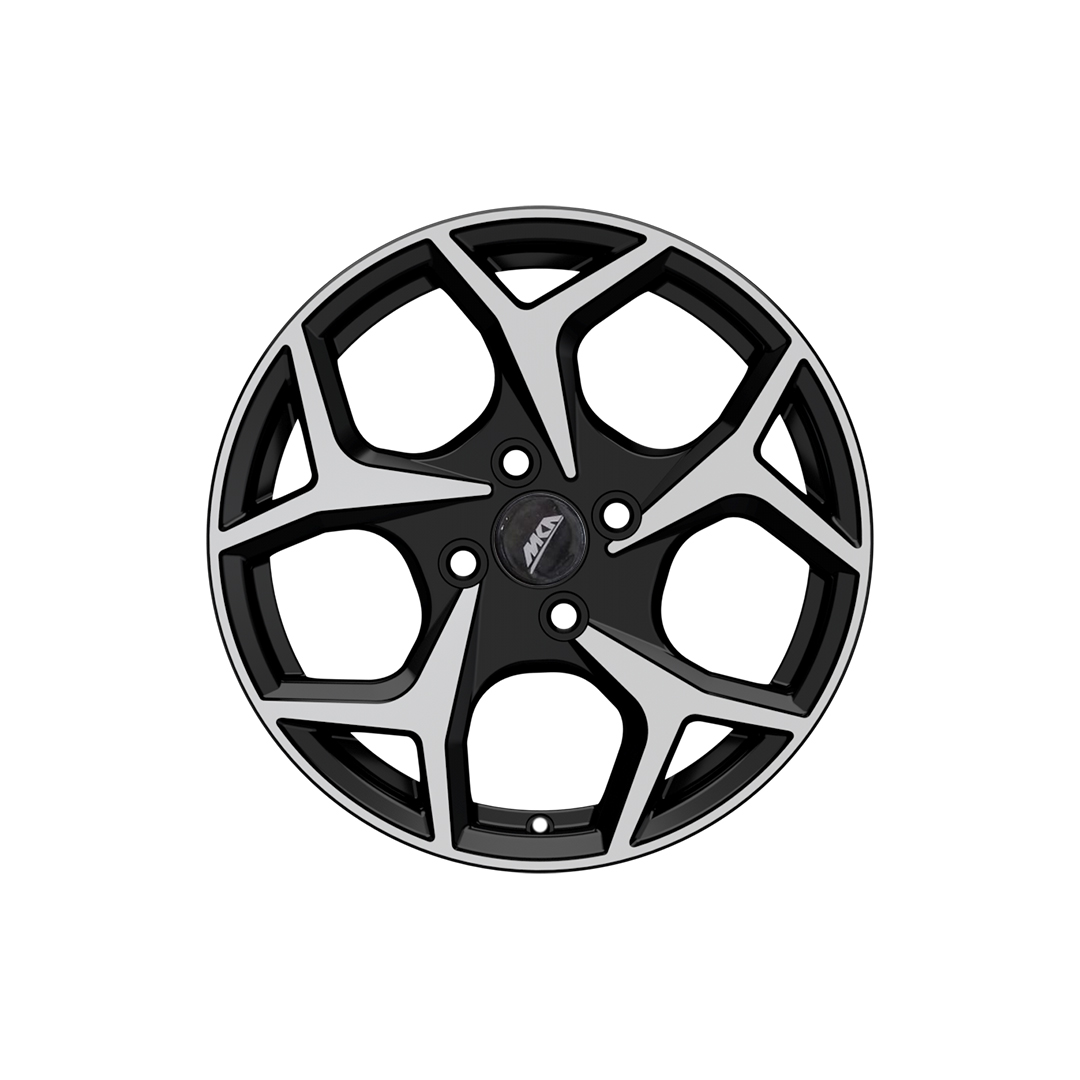 Uno Minda W1D214-000M00 Sparc Alloy Wheel 15 Inch, Diamond Cut, Black Machined, 4 Holes